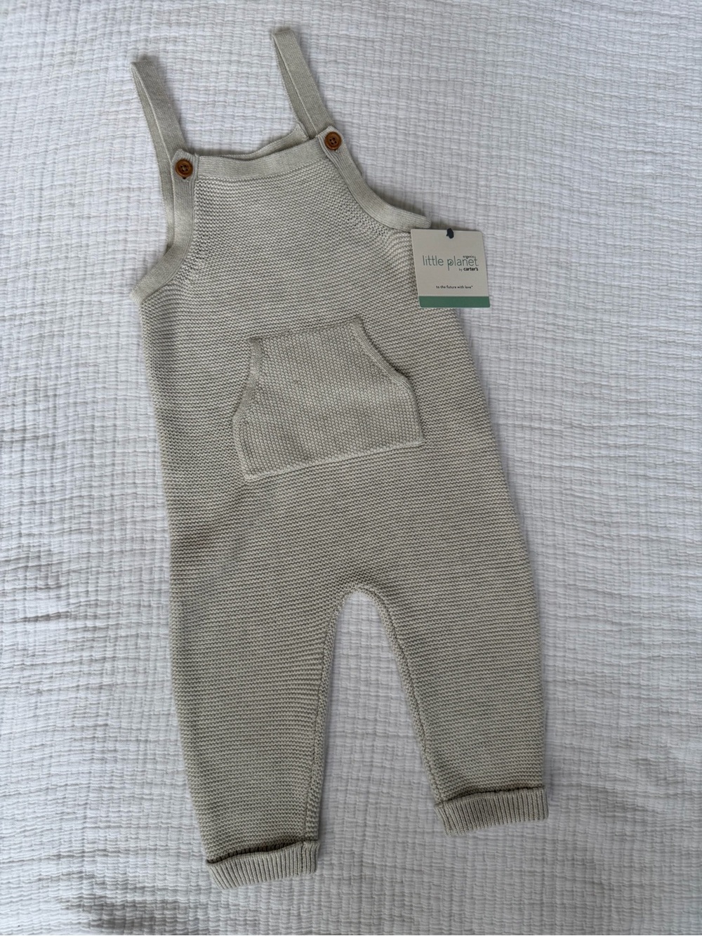 Little Planet Organic Cotton Sweater Knit Overalls in Heather Gray